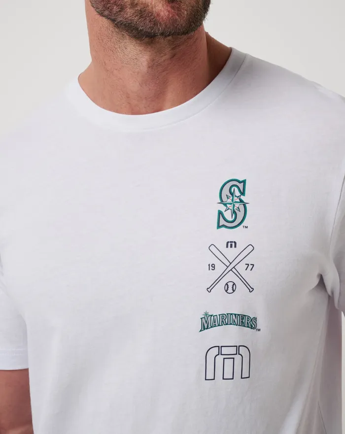 Men Tees TravisMathew SEATTLE MARINERS SUNSET SLAM 20 TEE White