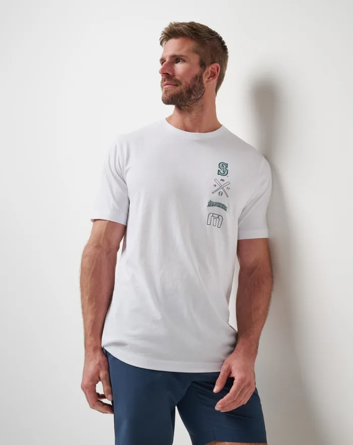 Men Tees TravisMathew SEATTLE MARINERS SUNSET SLAM 20 TEE White