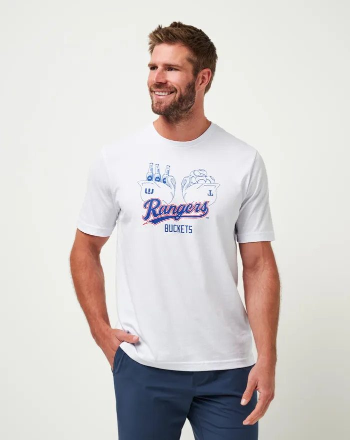 Men Tees TravisMathew TEXAS RANGERS STRIKE ONE TEE White