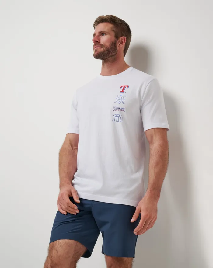 Men Tees TravisMathew TEXAS RANGERS SUNSET SLAM 20 TEE White