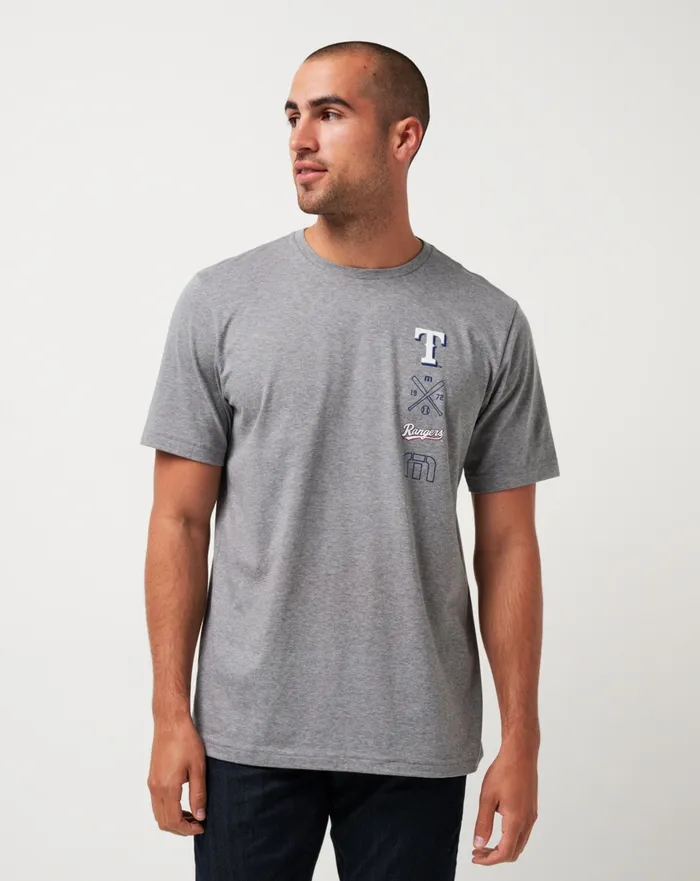 Men Tees TravisMathew TEXAS RANGERS SUNSET SLAM TEE Heather Grey