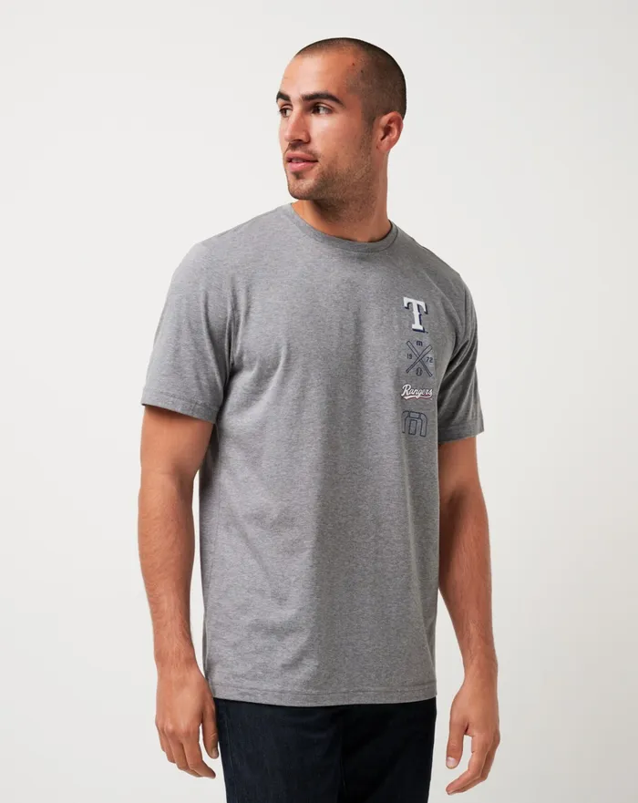 Men Tees TravisMathew TEXAS RANGERS SUNSET SLAM TEE Heather Grey