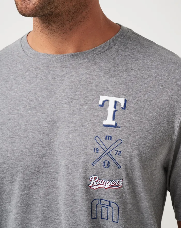 Men Tees TravisMathew TEXAS RANGERS SUNSET SLAM TEE Heather Grey