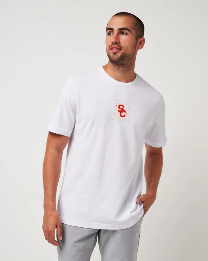 Men Tees TravisMathew USC SCHOOL SPIRIT TEE White