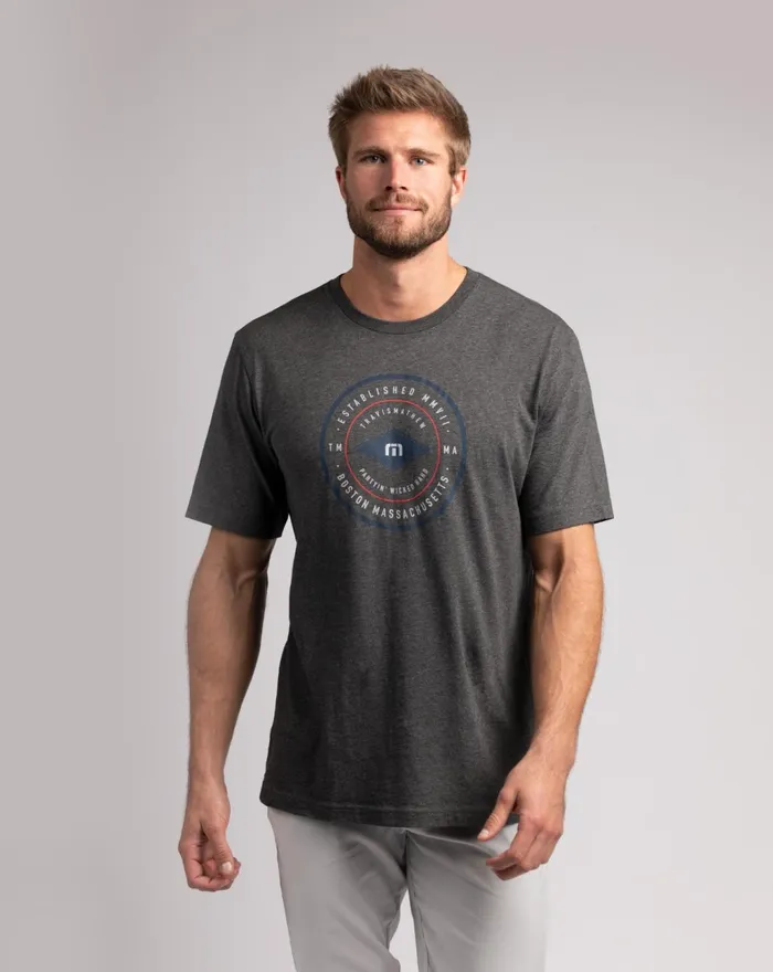 Men Tees TravisMathew WICKED TIMES TEE Heather Grey Pinstri