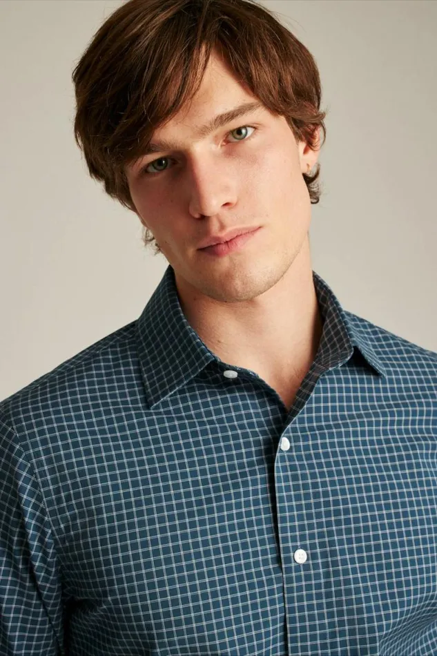 Men The Desk To Dinner Shirt Navy Pink Treemont Plaid Bonobos Business Casual Shirts