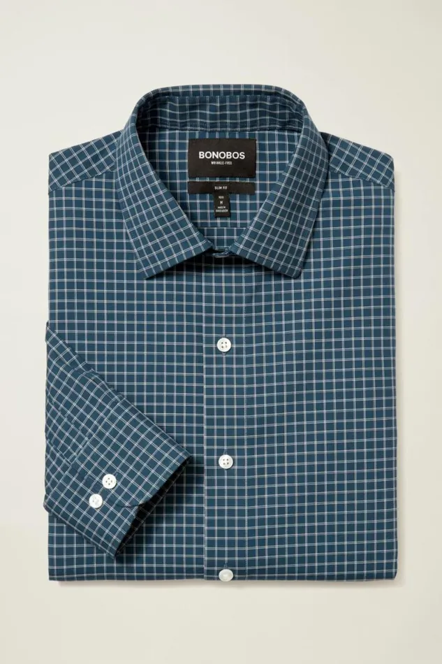Men The Desk To Dinner Shirt Navy Pink Treemont Plaid Bonobos Business Casual Shirts