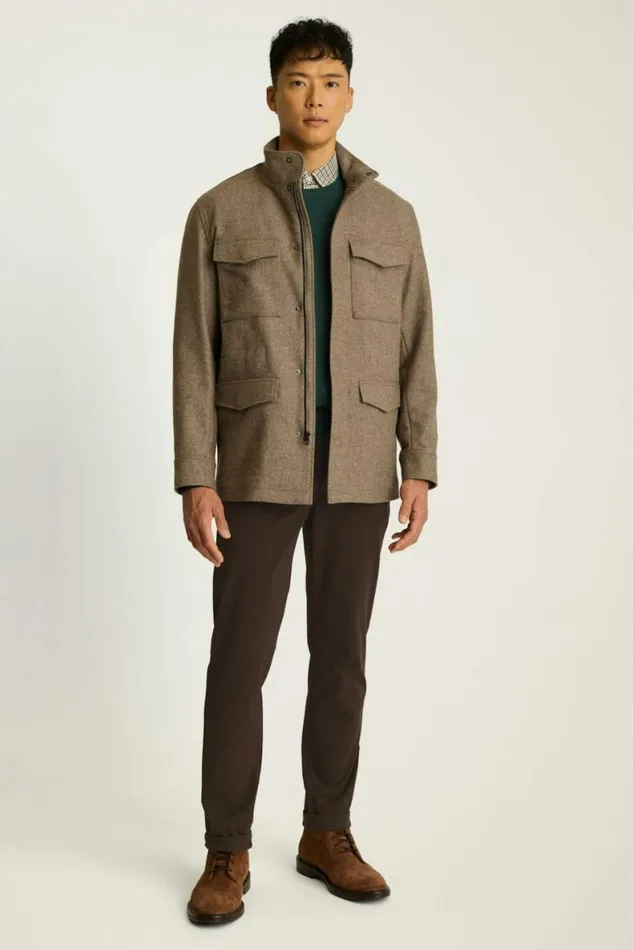 Men The Italian Wool Four Pocket Field Jacket Tan Bonobos Jackets and Coats