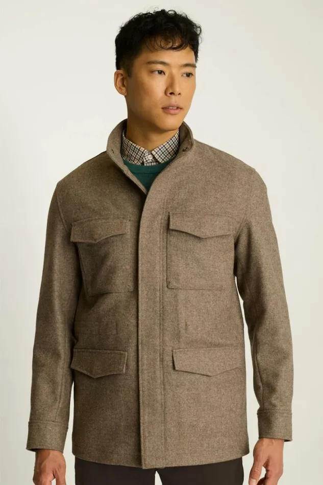 Men The Italian Wool Four Pocket Field Jacket Tan Bonobos Jackets and Coats