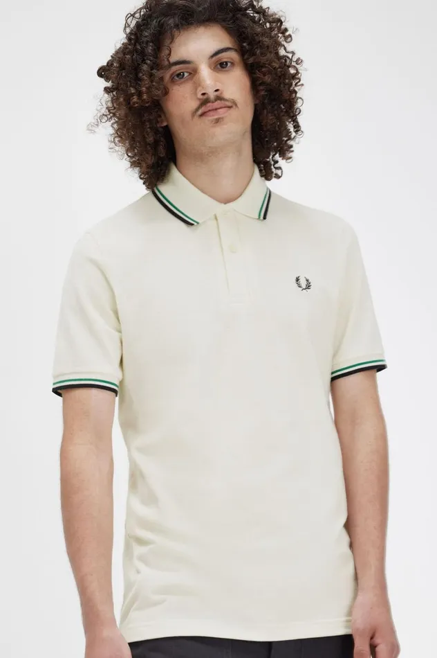 Men The ShirtM12 Light Ecrufred Perry Greenblack Fred Perry The Fred Perry Shirt
