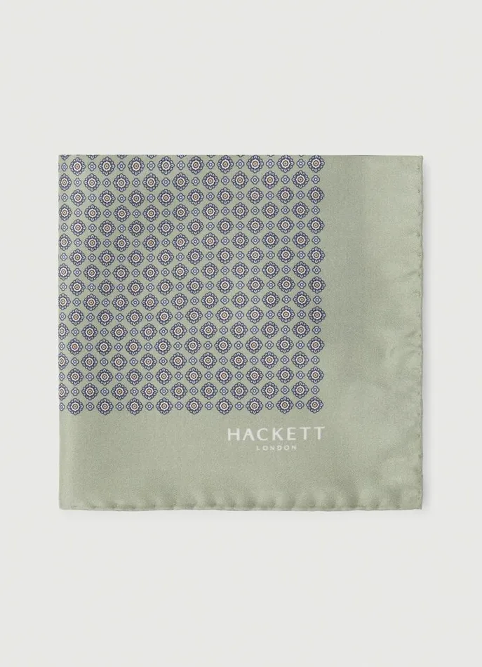Men Ties and Pocket Squares Hackett London Silk Medallion Handkerchief Green