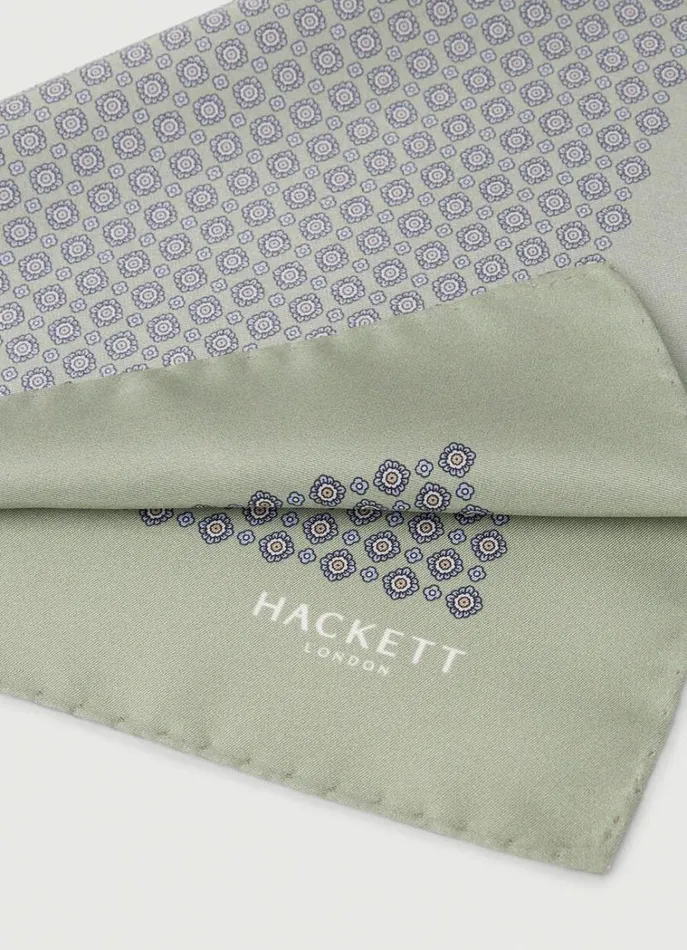 Men Ties and Pocket Squares Hackett London Silk Medallion Handkerchief Green
