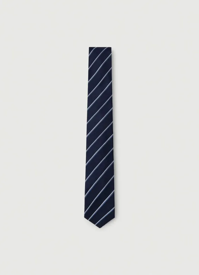 Men Ties and Pocket Squares Hackett London TwoTone Striped Silk Tie Navy