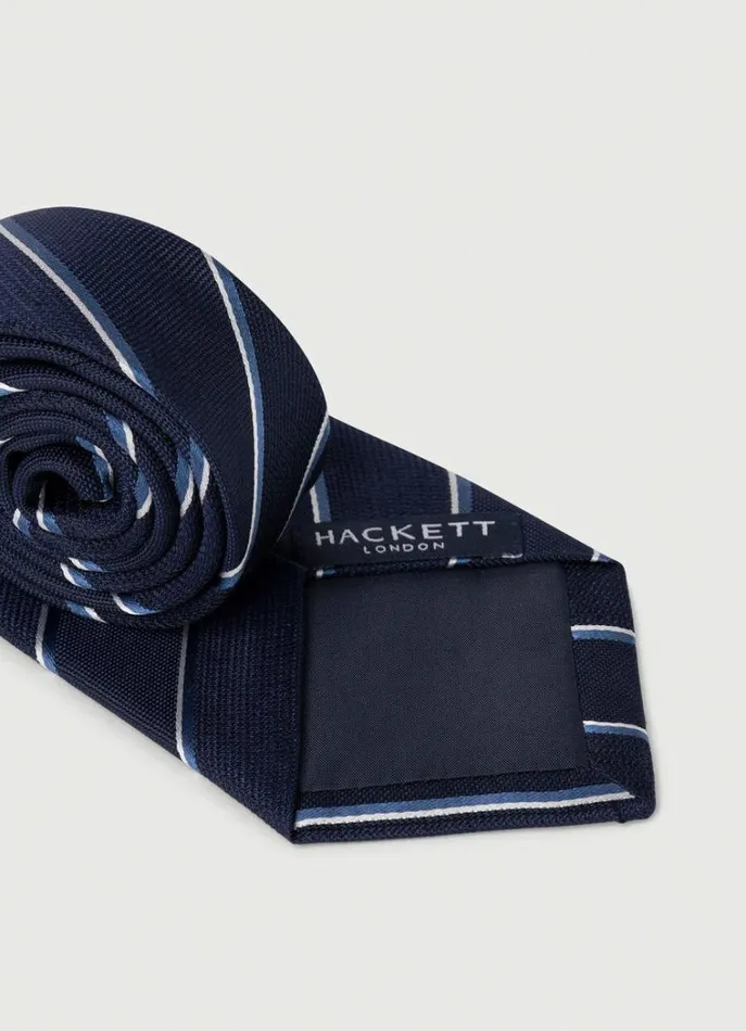 Men Ties and Pocket Squares Hackett London TwoTone Striped Silk Tie Navy