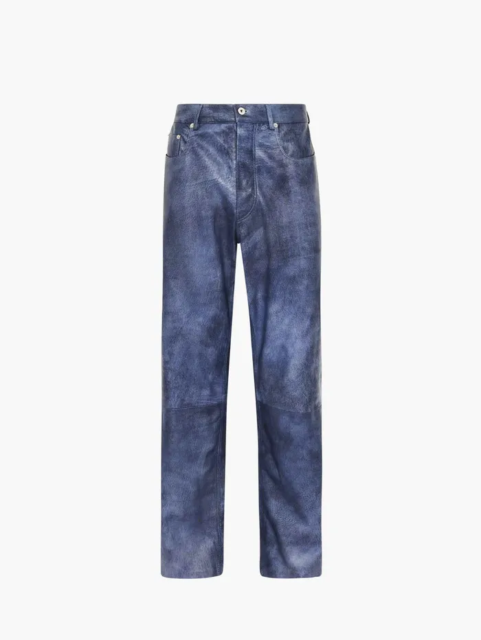 Men Trousers and Shorts JW Anderson STRAIGHT LEG LEATHER TROUSERS Mid Blue