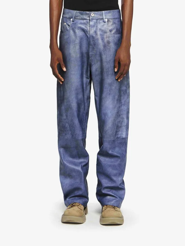 Men Trousers and Shorts JW Anderson STRAIGHT LEG LEATHER TROUSERS Mid Blue Men Trousers and Shorts JW Anderson STRAIGHT LEG LEATHER TROUSERS Mid Blue