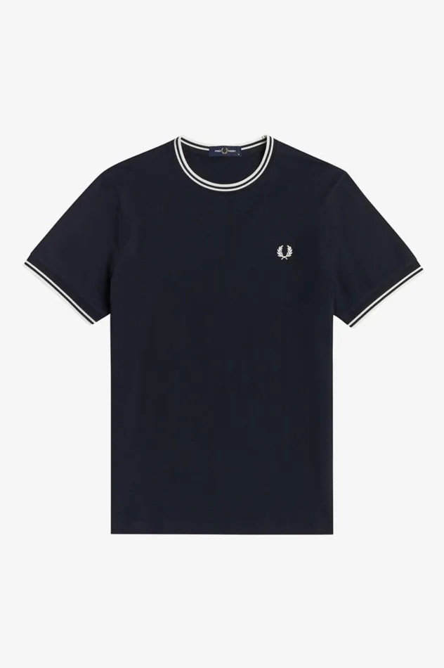 Men Twin Tipped TShirt Navy Fred Perry TShirts
