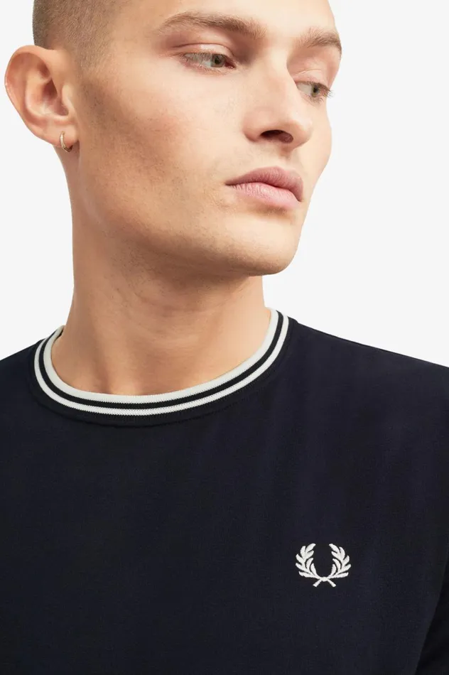 Men Twin Tipped TShirt Navy Fred Perry TShirts
