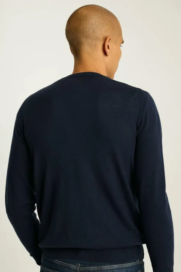 Men Washable Merino Crew Neck Sweater Navy Blue Bonobos Crew and VNeck Sweaters