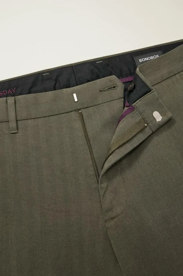 Men Weekday Warrior Dress Pants Wednesday Olive Brown Herringbone Bonobos Dress Pants