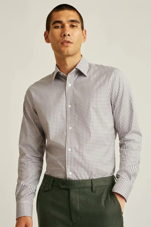 Men Weekday Warrior Dress Shirt Burgundy Bellshill Check Bonobos Business Casual Shirts