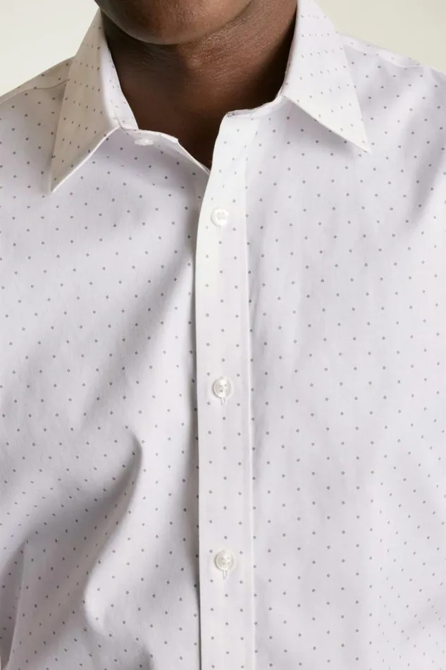 Men Weekday Warrior Dress Shirt White Diamond Dots Bonobos Business Casual Shirts