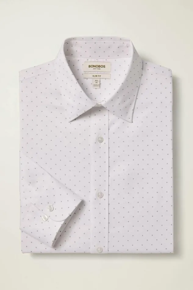Men Weekday Warrior Dress Shirt White Diamond Dots Bonobos Business Casual Shirts