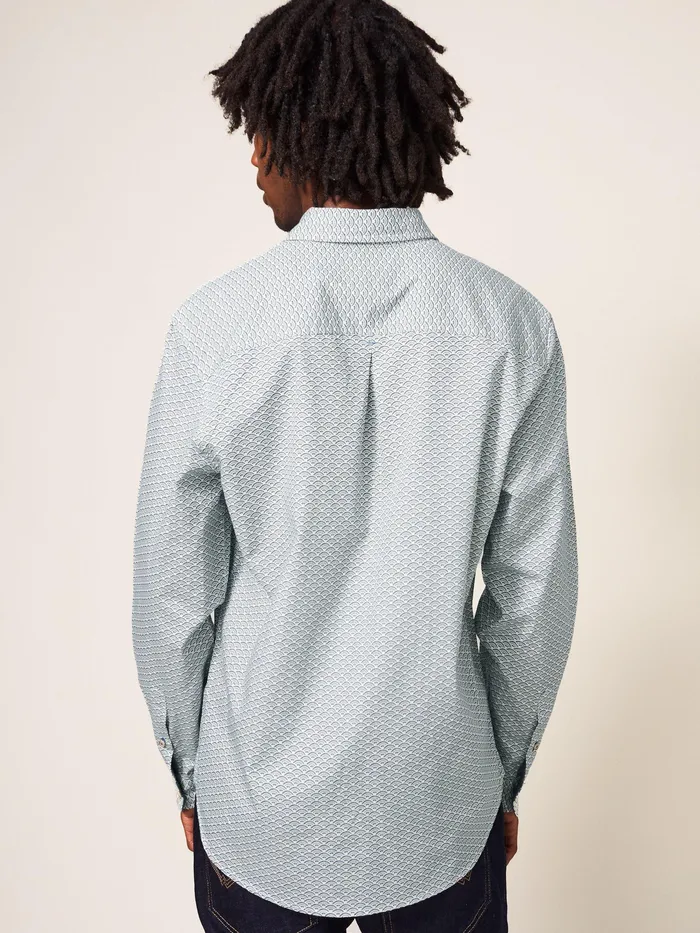 Men White Stuff Clothing Fan Geometric Printed Shirt Men White Stuff Clothing Fan Geometric Printed Shirt
