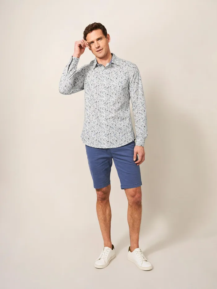 Men White Stuff Clothing Peacock Printed Slim Fit Shirt