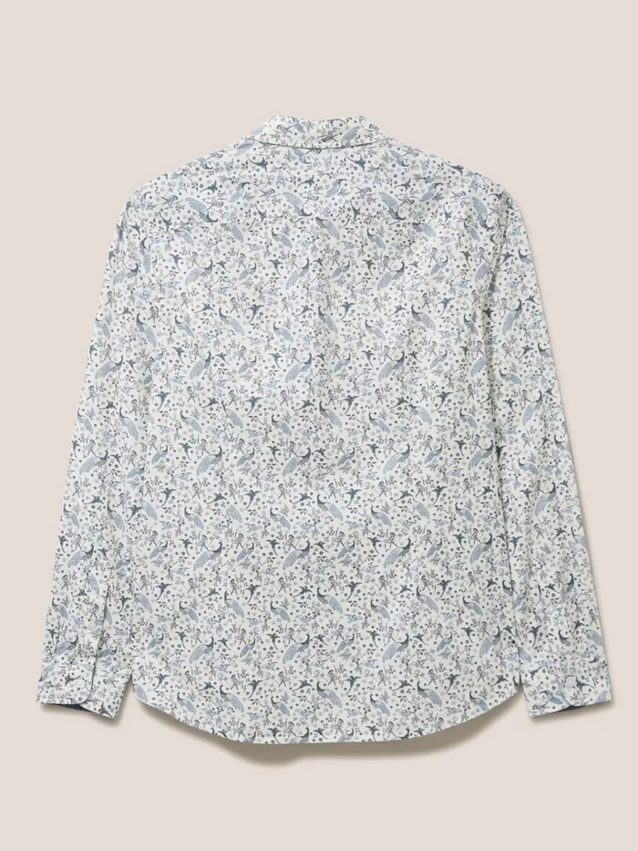 Men White Stuff Clothing Peacock Printed Slim Fit Shirt