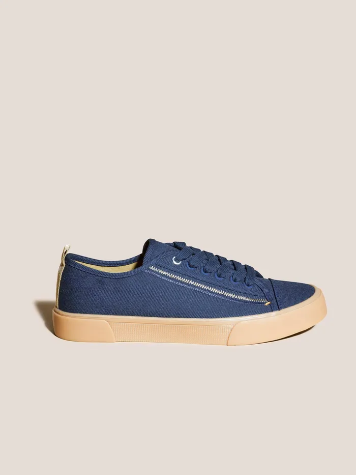 Men White Stuff Footwear Canvas Lace Up Plimsolls