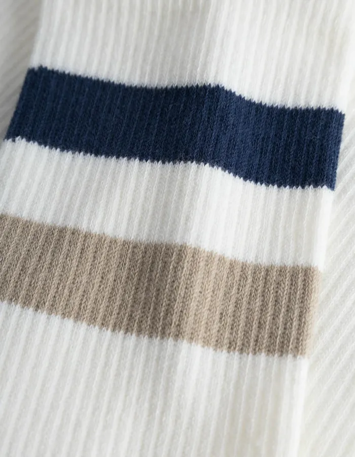 Men Woods Rib Stripe Socks 8211 2Pack 8211 Off WhiteMidnight Blue Les Deux Underwear