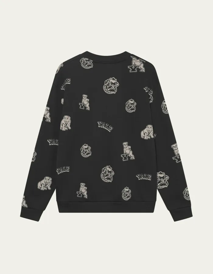 Men Yale AOP Logo Sweatshirt 8211 BlackIvory Les Deux HoodiesSweatshirts