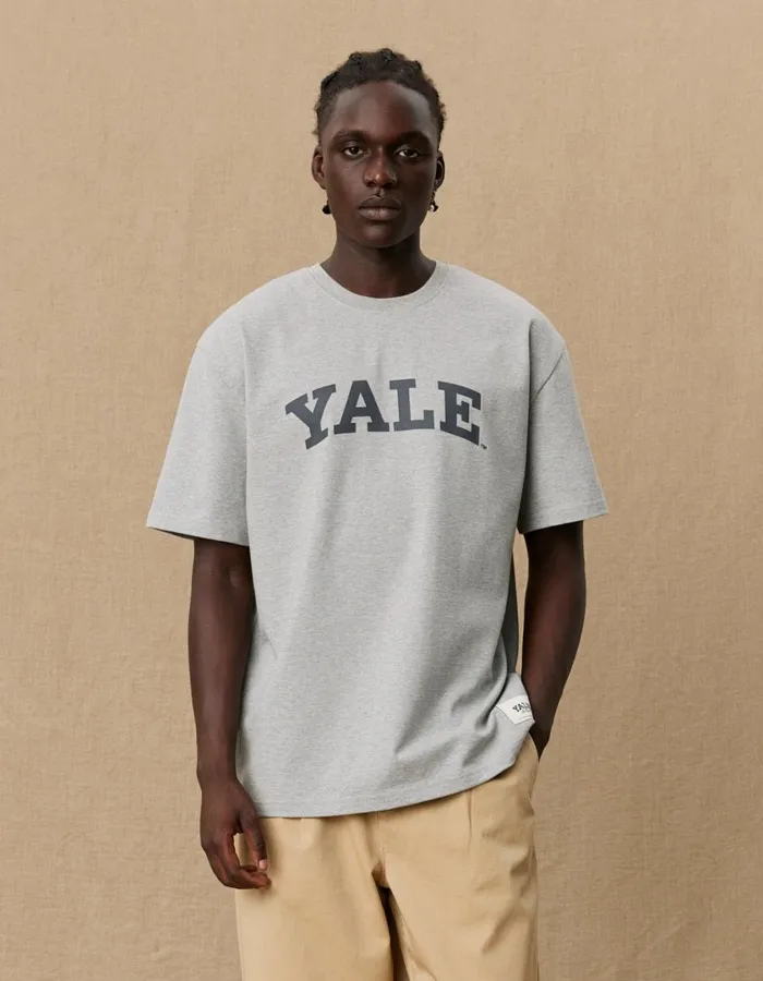 Men Yale Logo TShirt 8211 Light Grey Melange Les Deux Tshirts