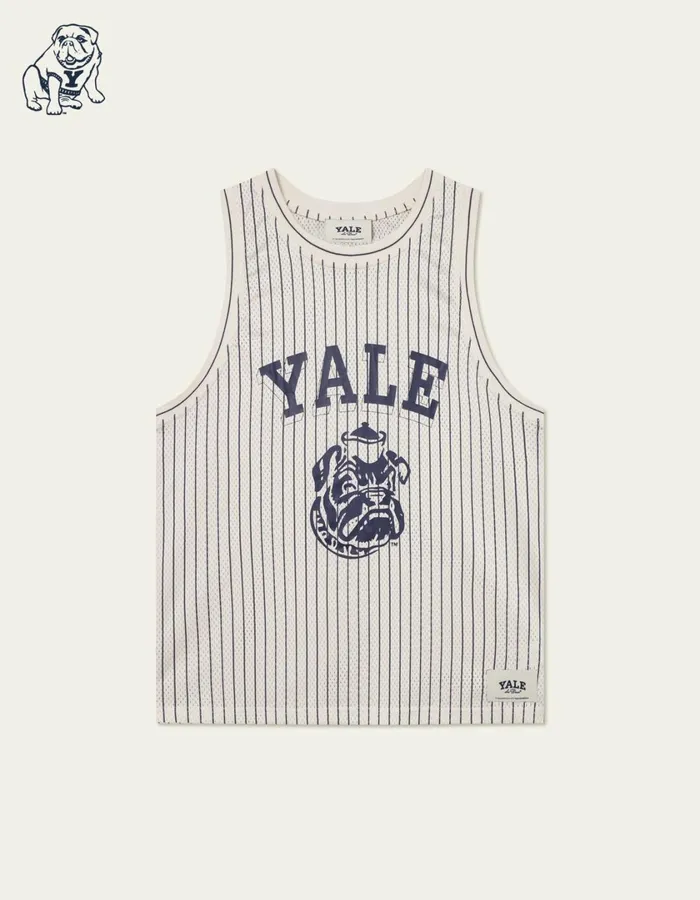 Men Yale Printed Mesh Tanktop 8211 IvoryDark Navy Les Deux Tshirts