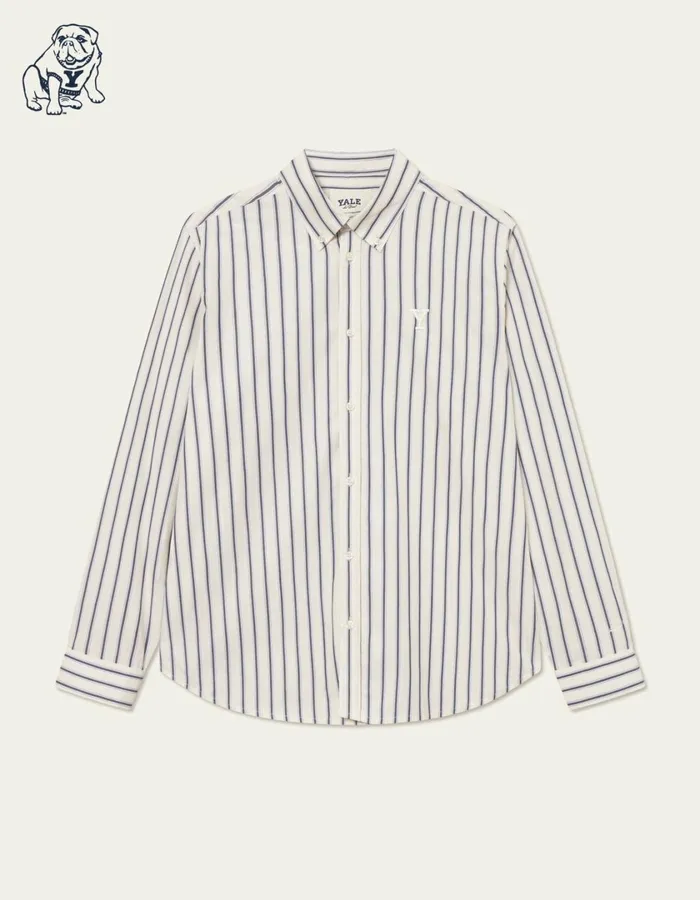 Men Yale Stripe Poplin Shirt 8211 Light IvoryDark Navy Les Deux ShirtsOvershirts Men Yale Stripe Poplin Shirt 8211 Light IvoryDark Navy Les Deux ShirtsOvershirts