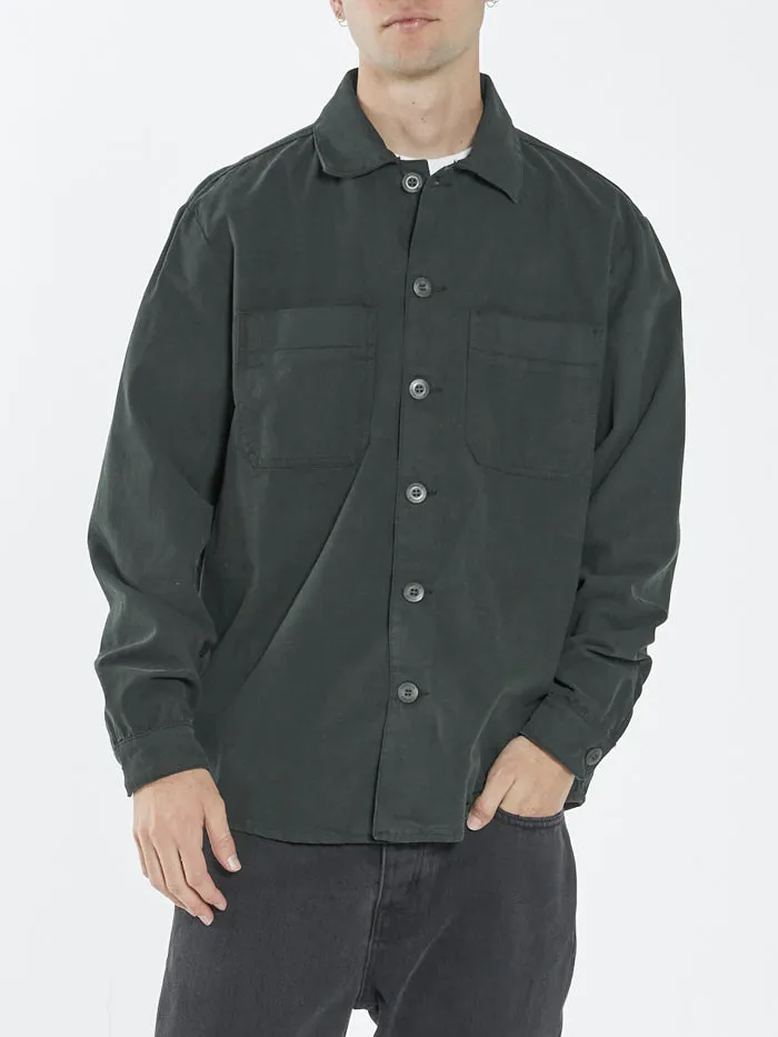 Mens Century Overshirt Oil Green Thrills Shirts