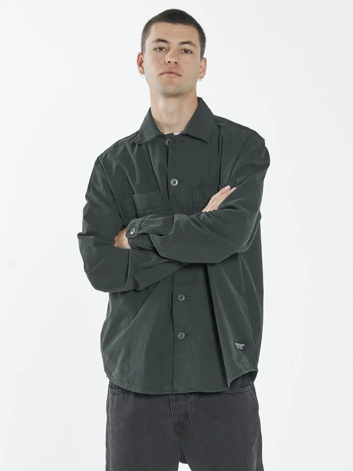 Mens Century Overshirt Oil Green Thrills Shirts
