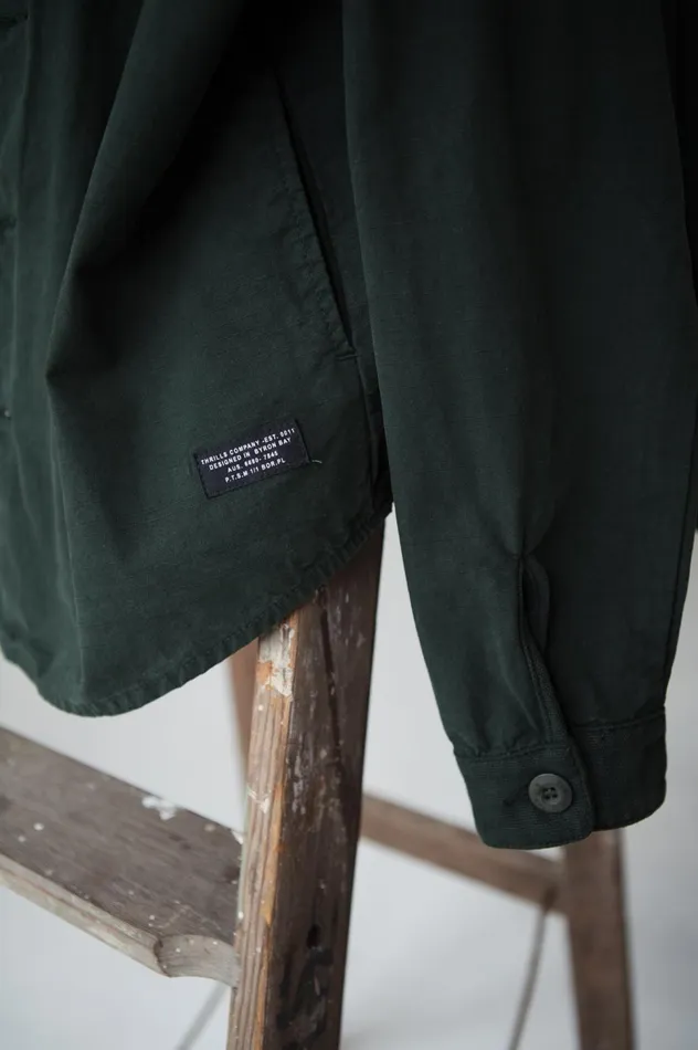 Mens Century Overshirt Oil Green Thrills Shirts