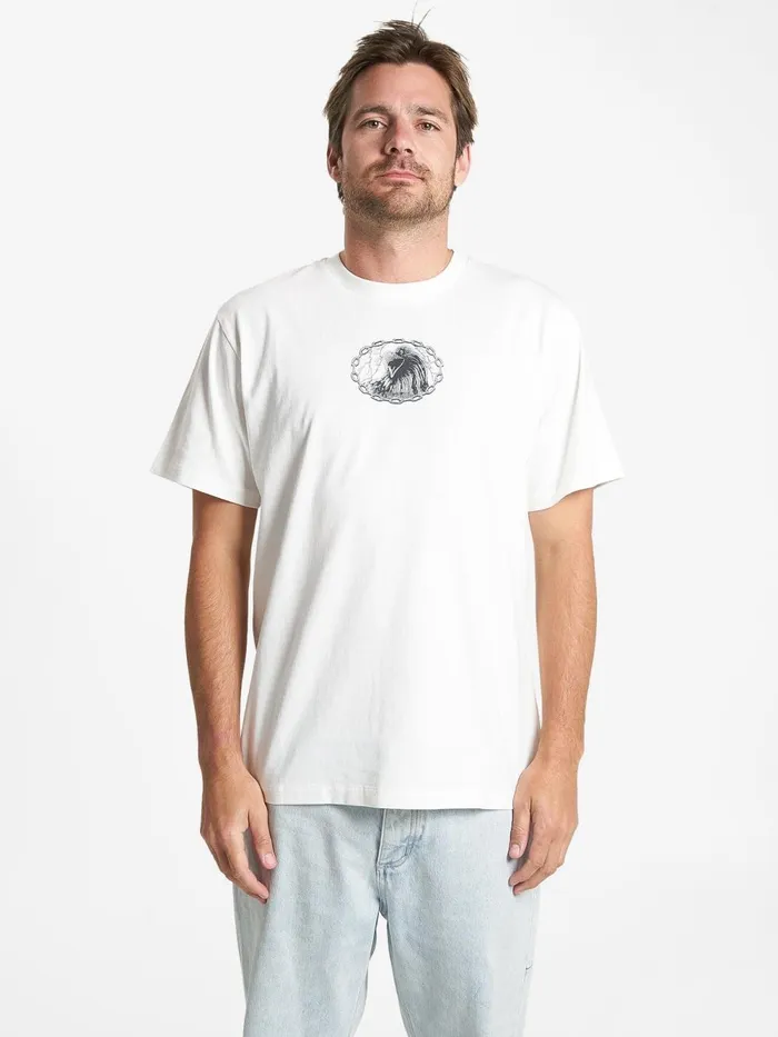 Mens Destination Merch Fit Tee Dirty White Thrills Tees and Tank Tops