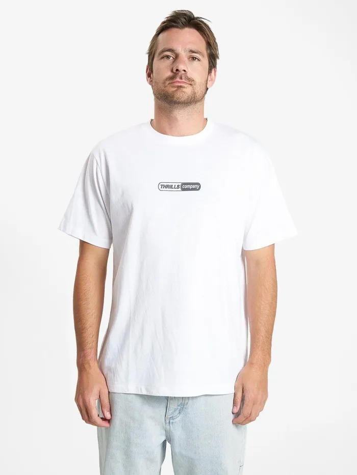 Mens Dose Merch Fit Tee White Thrills Tees and Tank Tops