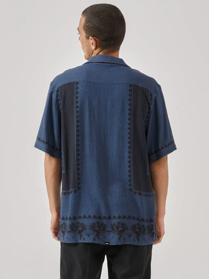 Mens Evolve Bowling Shirt Blue Indigo Thrills Shirts