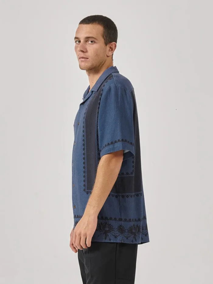 Mens Evolve Bowling Shirt Blue Indigo Thrills Shirts