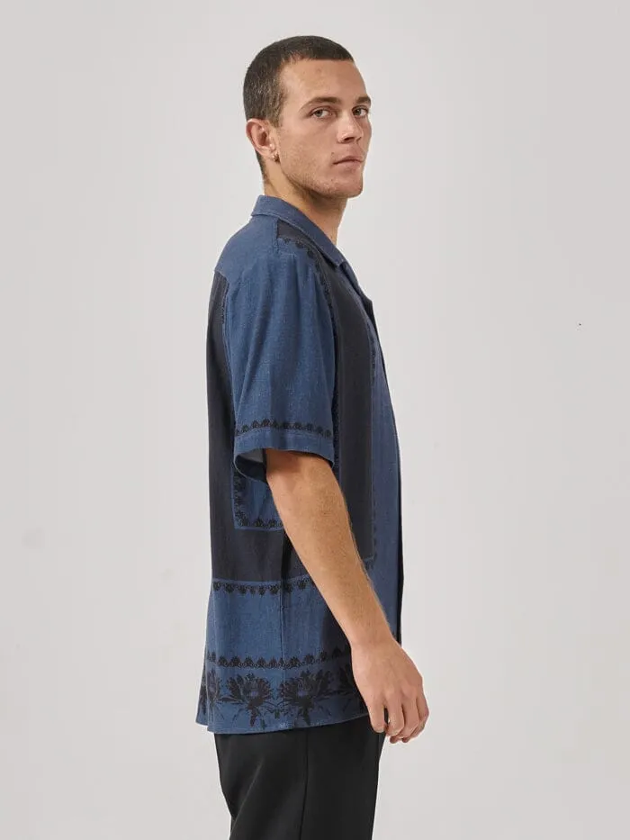 Mens Evolve Bowling Shirt Blue Indigo Thrills Shirts