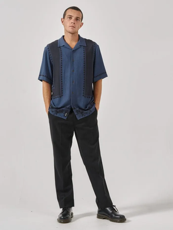Mens Evolve Bowling Shirt Blue Indigo Thrills Shirts