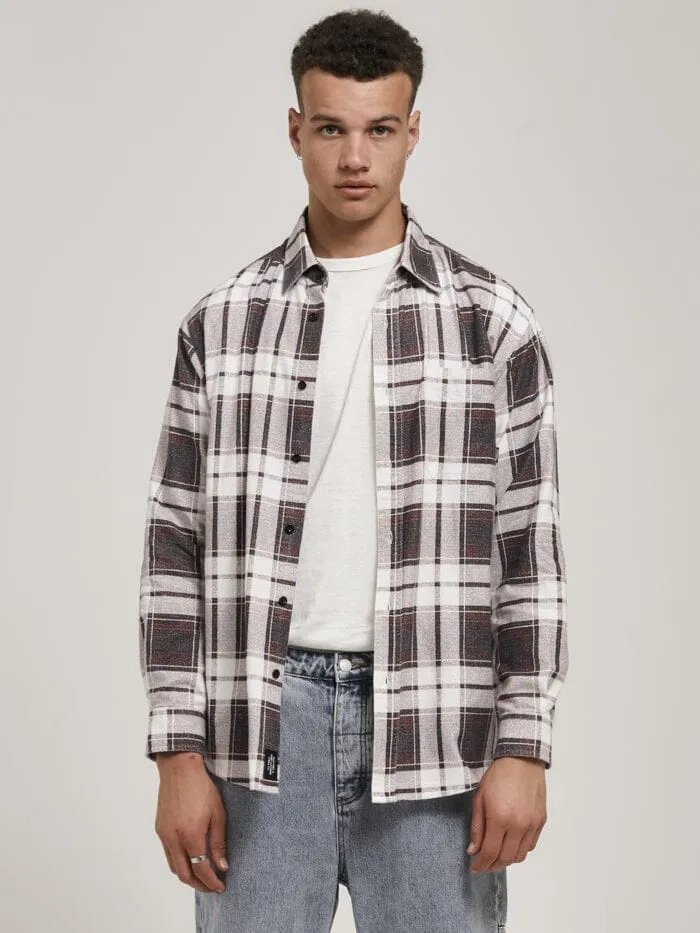 Mens Fire Rose Oversized Long Sleeve Flannel Shirt Navy Thrills Shirts