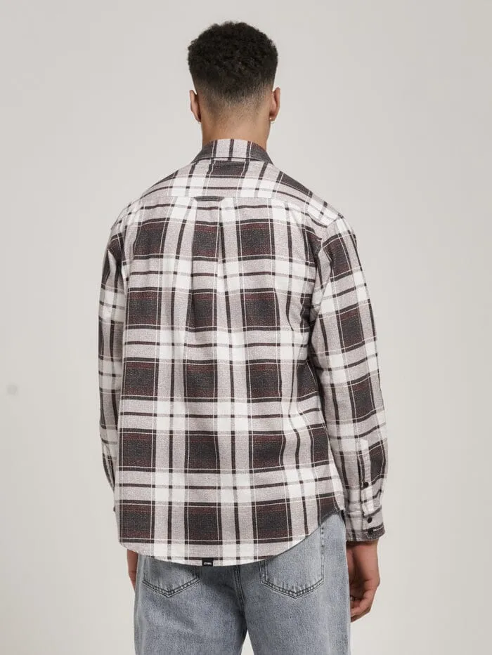Mens Fire Rose Oversized Long Sleeve Flannel Shirt Navy Thrills Shirts