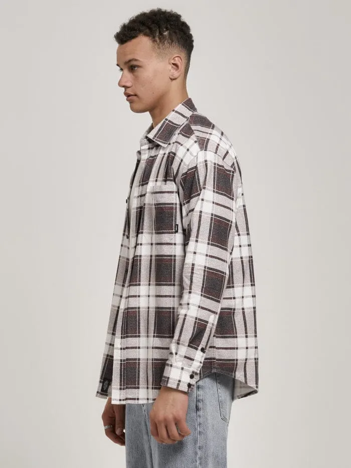 Mens Fire Rose Oversized Long Sleeve Flannel Shirt Navy Thrills Shirts