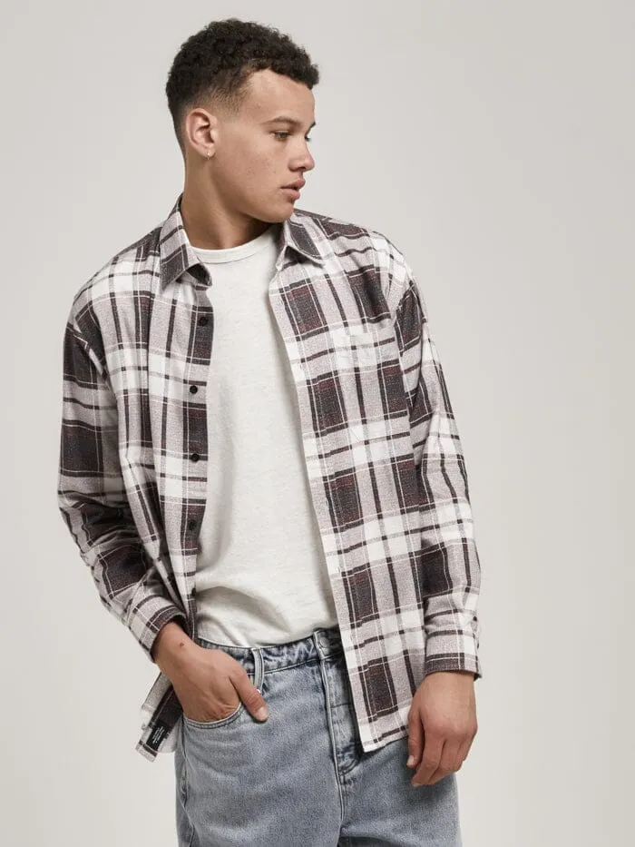 Mens Fire Rose Oversized Long Sleeve Flannel Shirt Navy Thrills Shirts