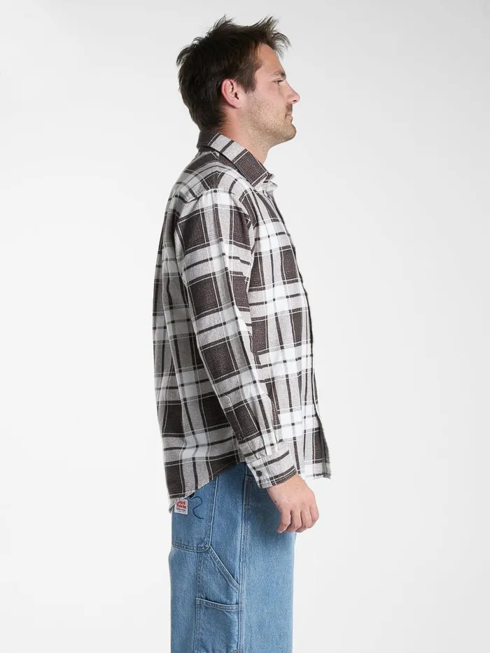 Mens Hard Yakka X Flannel Sleeve Shirt Postal Brown Thrills Shirts